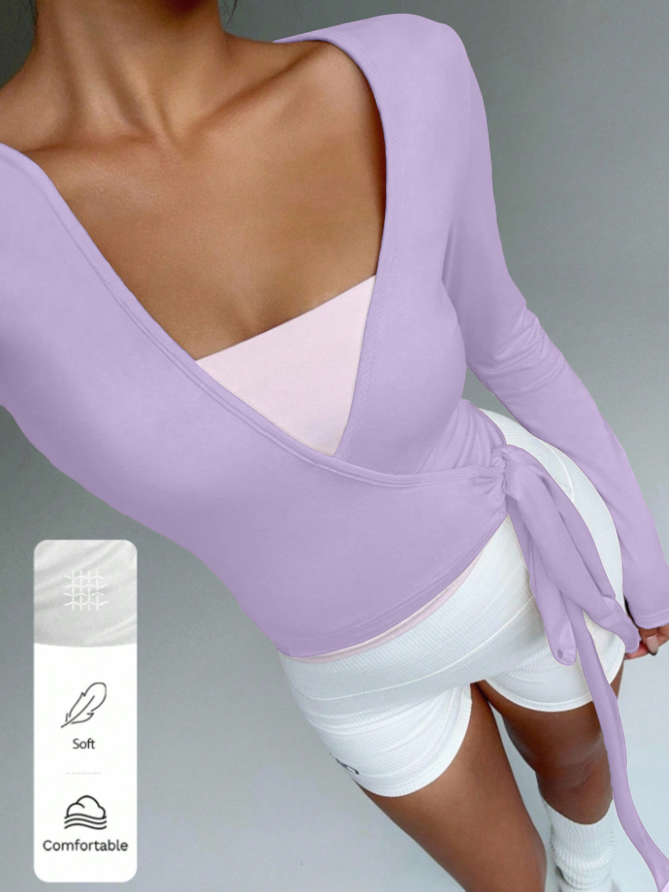 Pilates Yoga Wrap Top - Женский укороченный топ с перекрестной завязкой,
