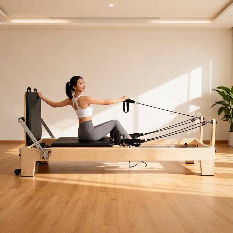 Pilates Reformer Spring - Портативный регулируемый пилатес-реформер из белого клена,