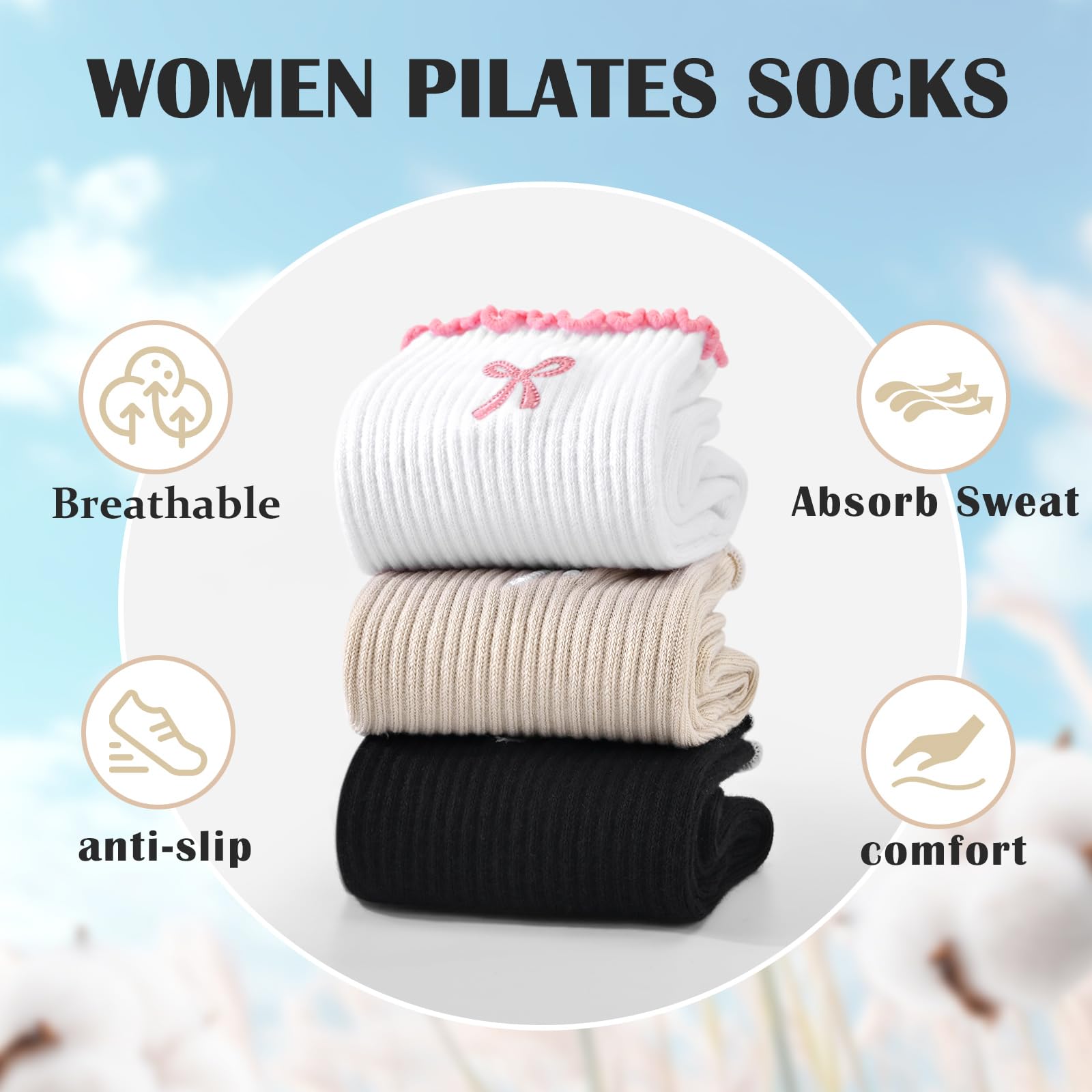 3 пары нескользящих носков для – обзор и цена Medias Para Pilates Y Yoga